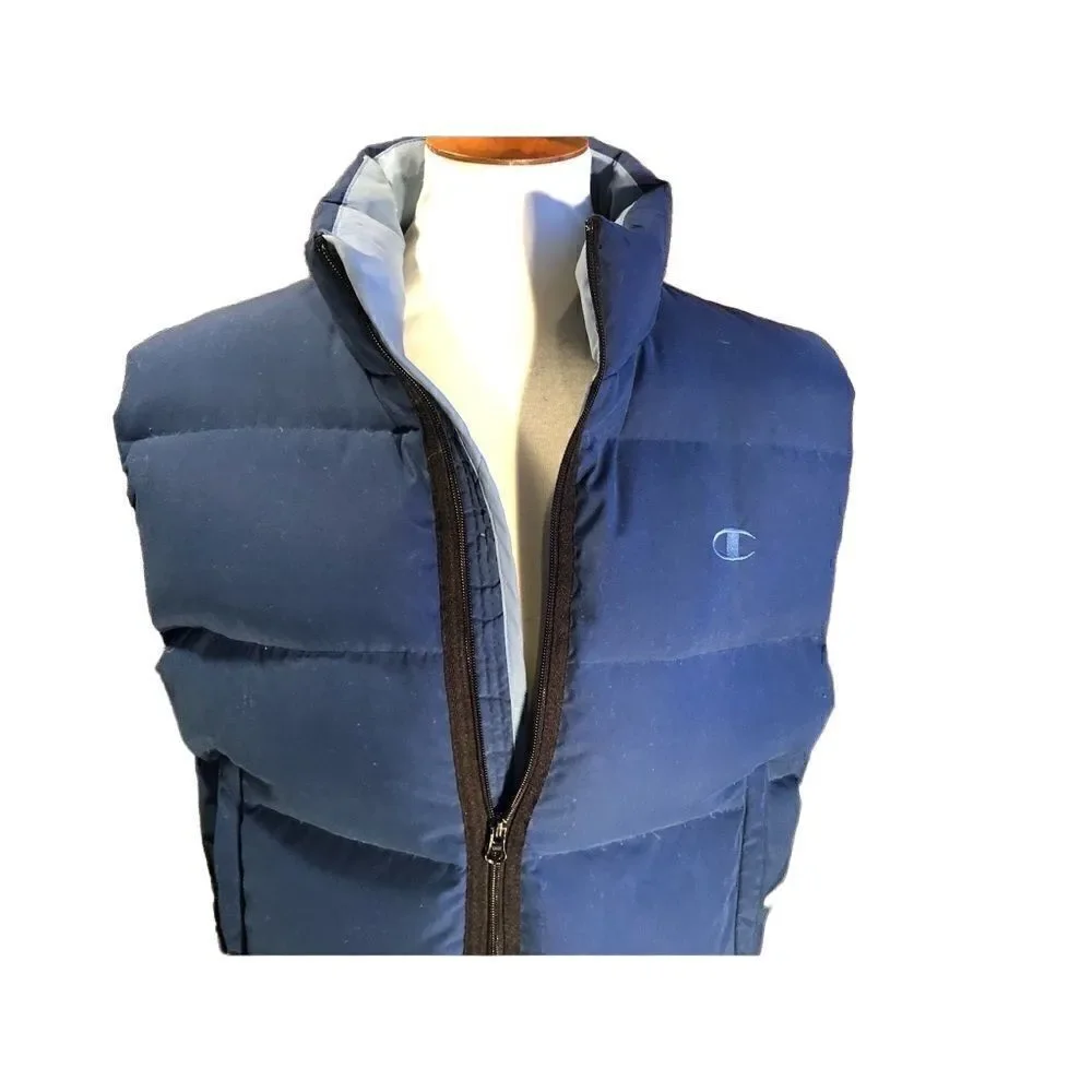 Champion Navy Blue Down Puffer Vest Size Small-EUC